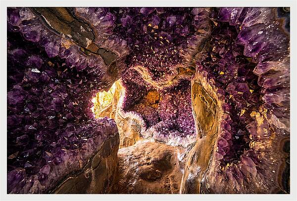 Geode Cave Interior With Purple Amethyst