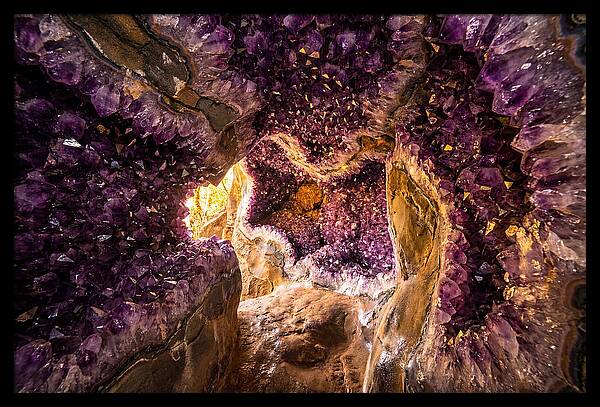 Geode Cave Interior With Purple Amethyst