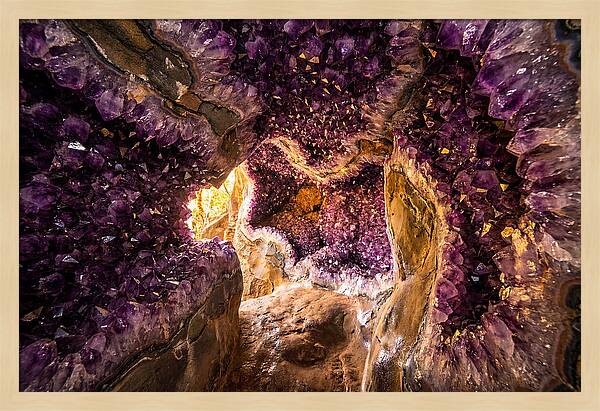 Geode Cave Interior With Purple Amethyst