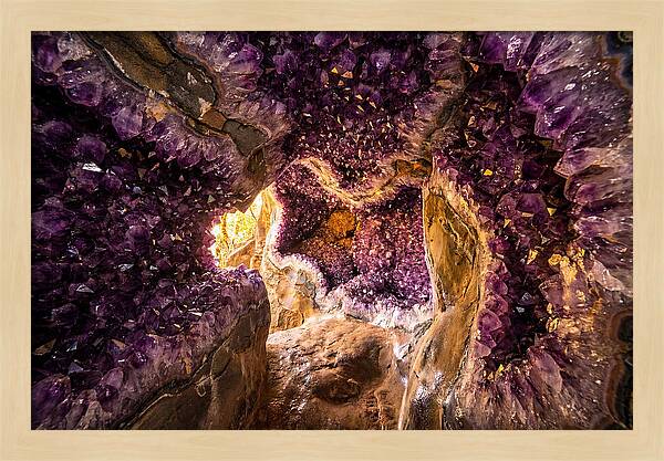 Geode Cave Interior With Purple Amethyst