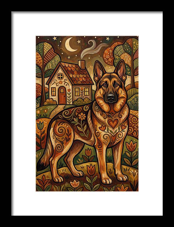 German Shepherd In Autumn Landscape