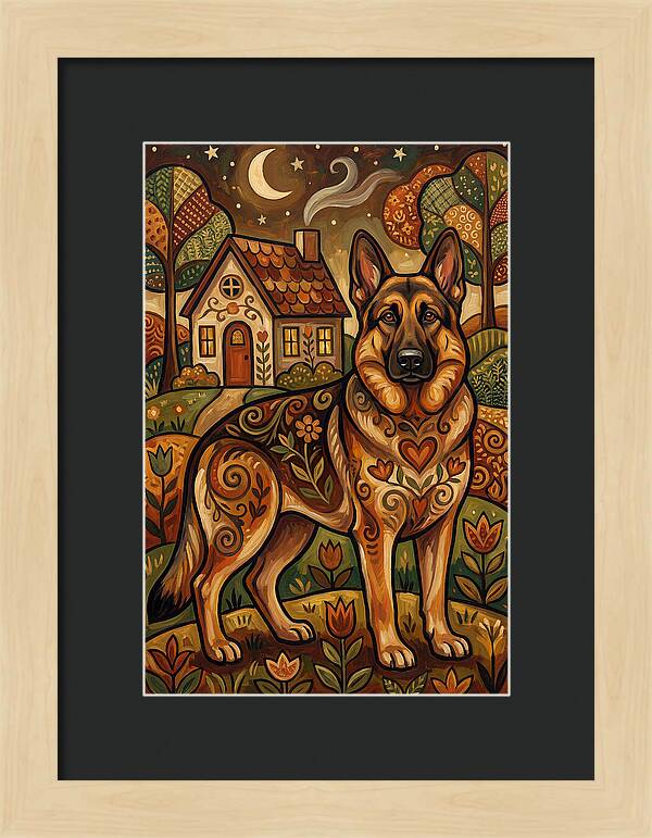 German Shepherd In Autumn Landscape