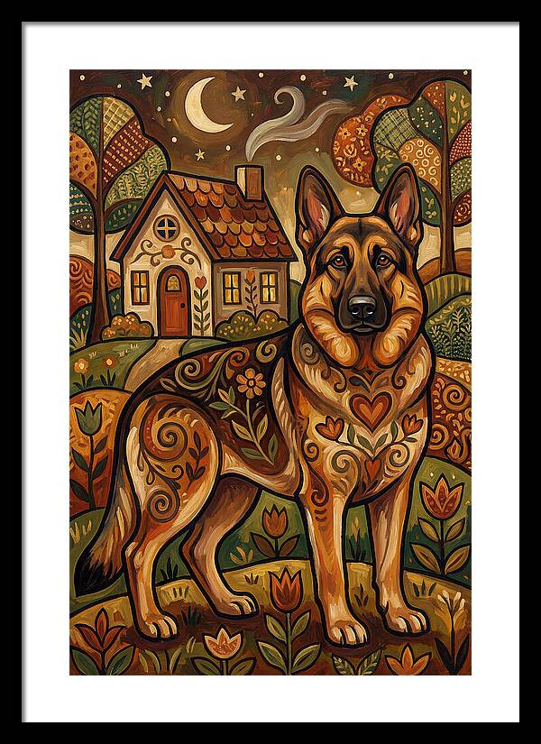 German Shepherd In Autumn Landscape