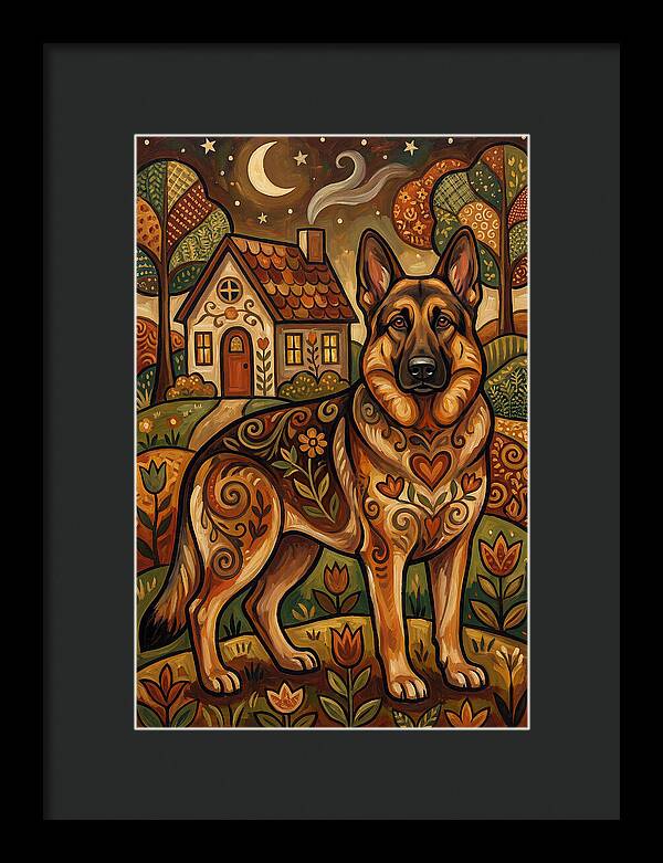 German Shepherd In Autumn Landscape