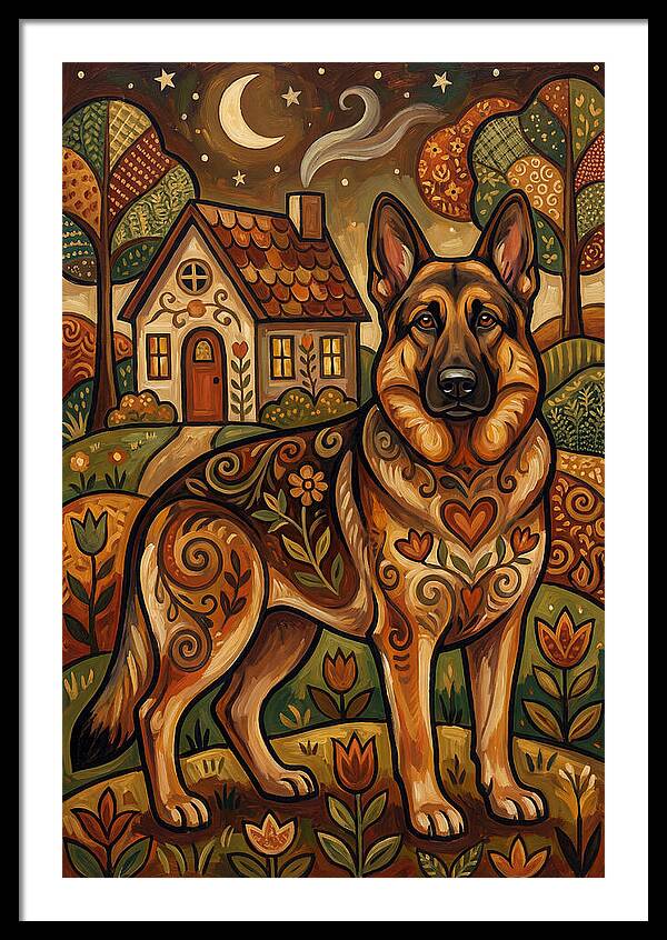 German Shepherd In Autumn Landscape