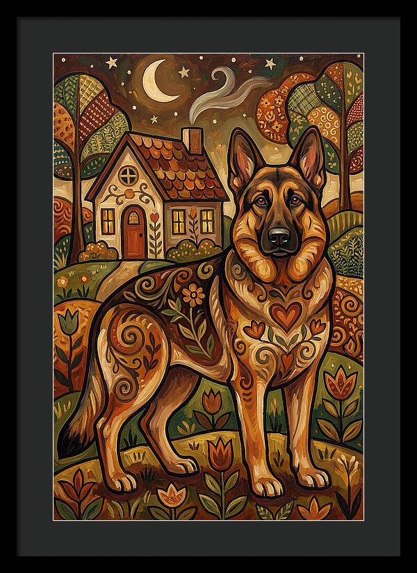 German Shepherd In Autumn Landscape