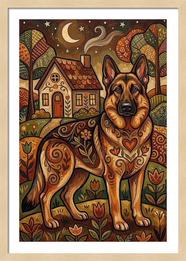 German Shepherd In Autumn Landscape