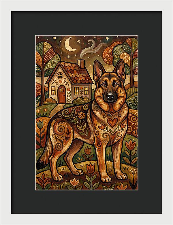 German Shepherd In Autumn Landscape