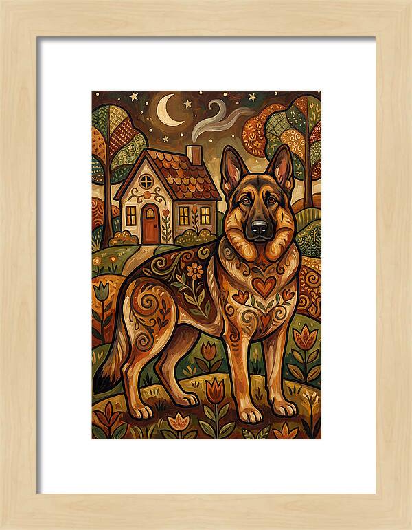 German Shepherd In Autumn Landscape