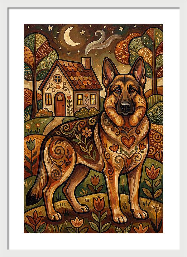 German Shepherd In Autumn Landscape