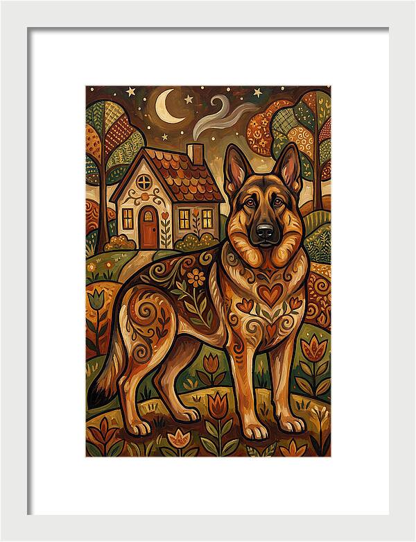 German Shepherd In Autumn Landscape