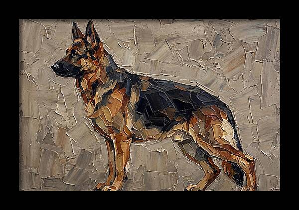 German Shepherd In Palette Knife Style