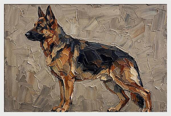 German Shepherd In Palette Knife Style
