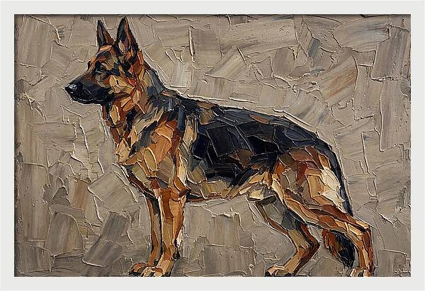 German Shepherd In Palette Knife Style