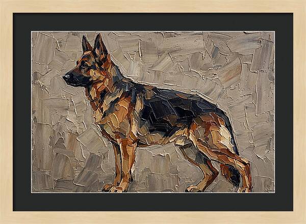 German Shepherd In Palette Knife Style