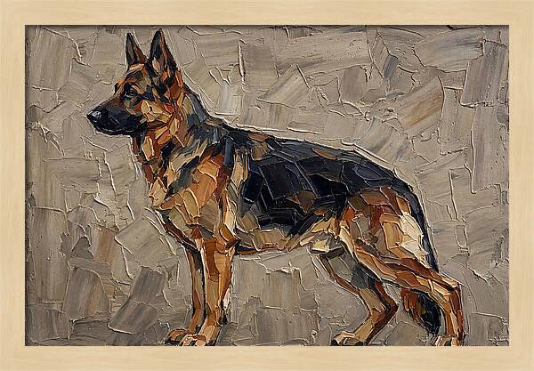 German Shepherd In Palette Knife Style