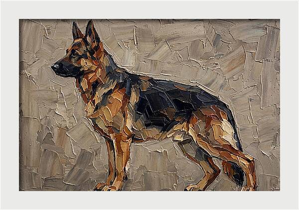 German Shepherd In Palette Knife Style