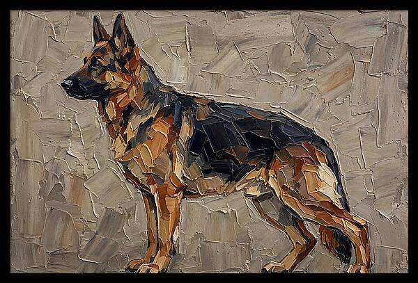 German Shepherd In Palette Knife Style