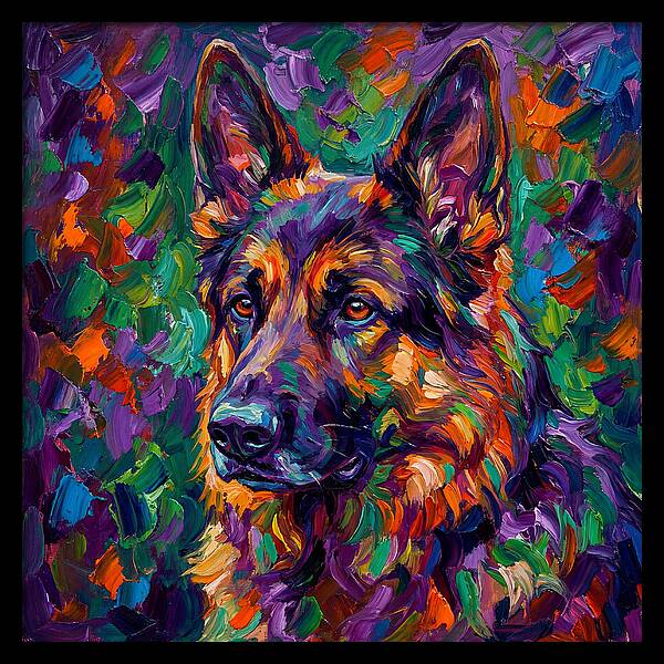 German Shepherd In Vibrant Colors