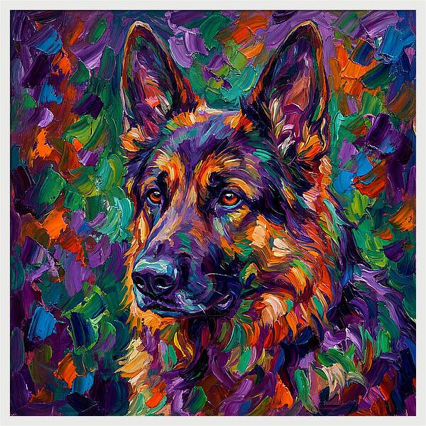 German Shepherd In Vibrant Colors