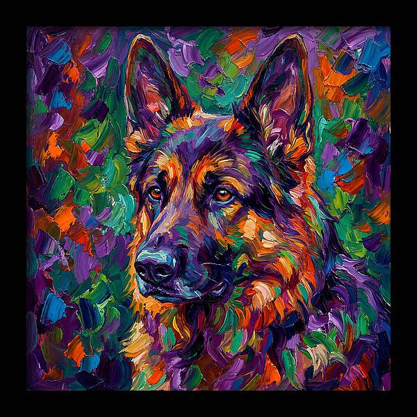 German Shepherd In Vibrant Colors