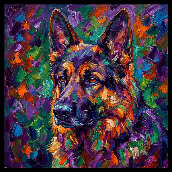 German Shepherd In Vibrant Colors