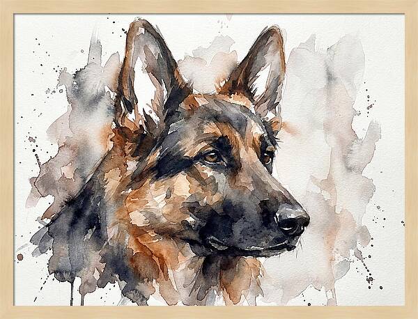 German Shepherd Watercolor Portrait