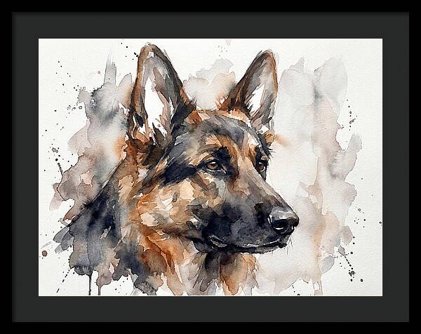 German Shepherd Watercolor Portrait