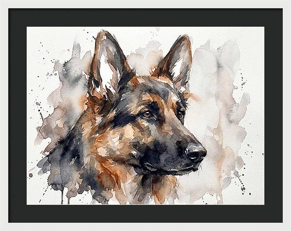 German Shepherd Watercolor Portrait