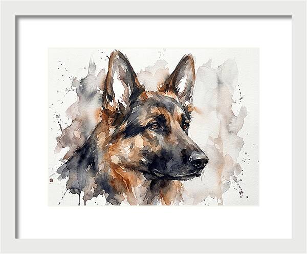 German Shepherd Watercolor Portrait