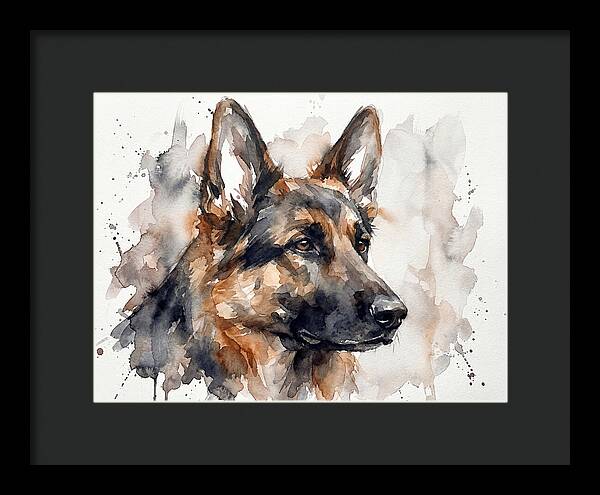 German Shepherd Watercolor Portrait