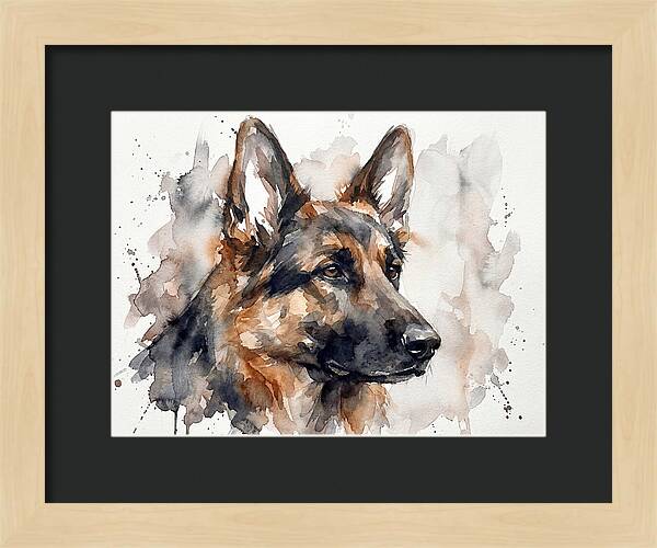 German Shepherd Watercolor Portrait