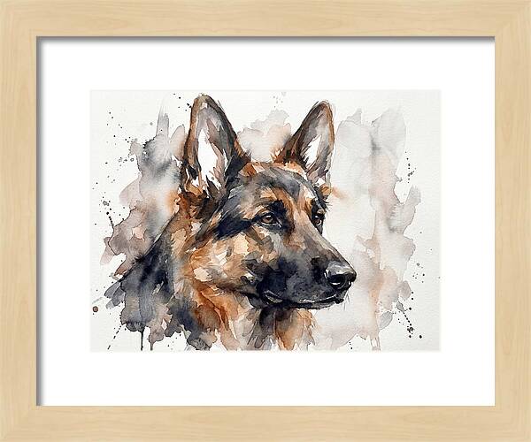German Shepherd Watercolor Portrait