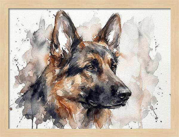 German Shepherd Watercolor Portrait