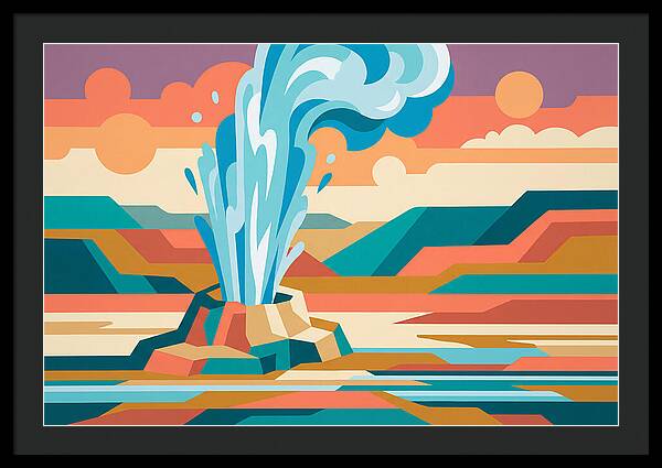 Geyser Eruption In Vibrant Landscape