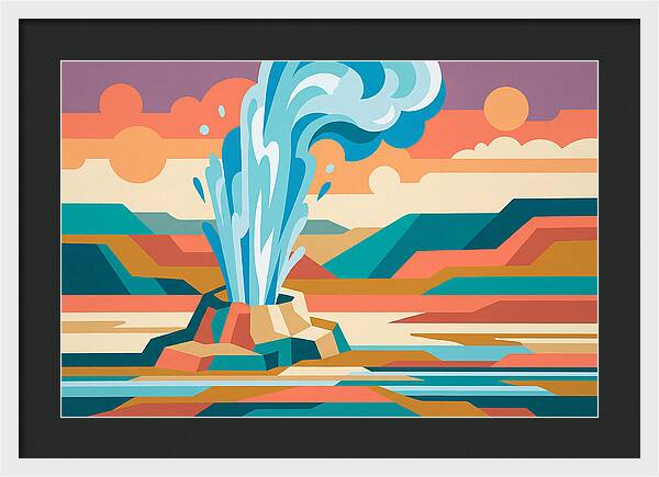 Geyser Eruption In Vibrant Landscape
