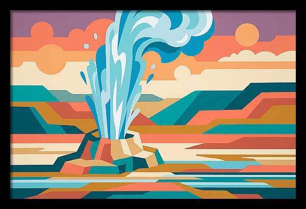 Geyser Eruption In Vibrant Landscape