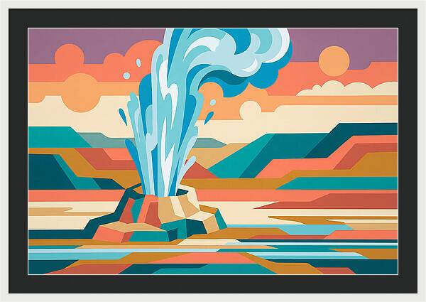 Geyser Eruption In Vibrant Landscape