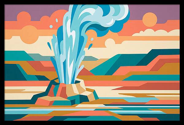 Geyser Eruption In Vibrant Landscape