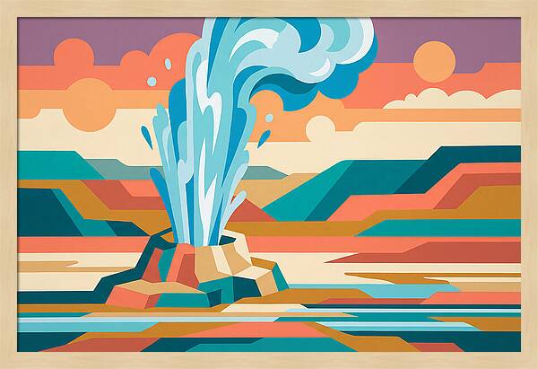 Geyser Eruption In Vibrant Landscape