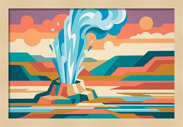 Geyser Eruption In Vibrant Landscape