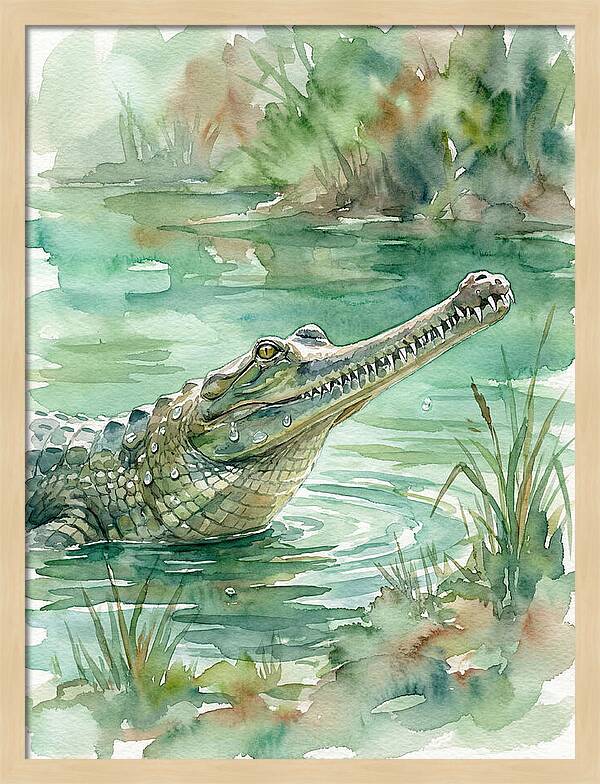 Gharial In Tranquil Waters