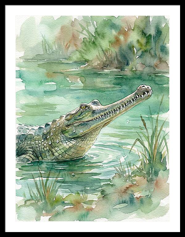 Gharial In Tranquil Waters