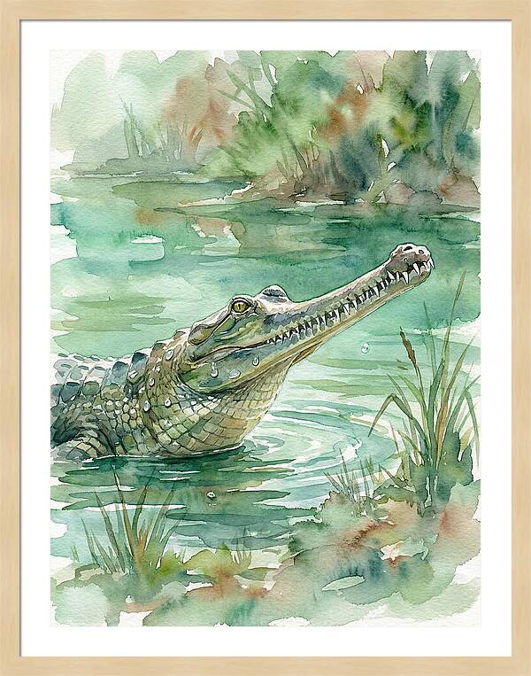 Gharial In Tranquil Waters