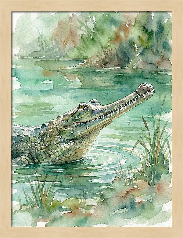 Gharial In Tranquil Waters