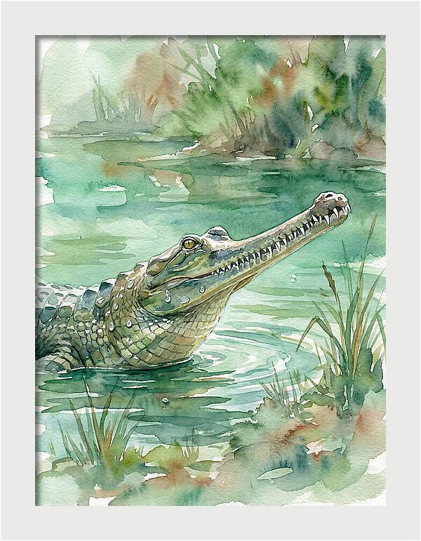Gharial In Tranquil Waters