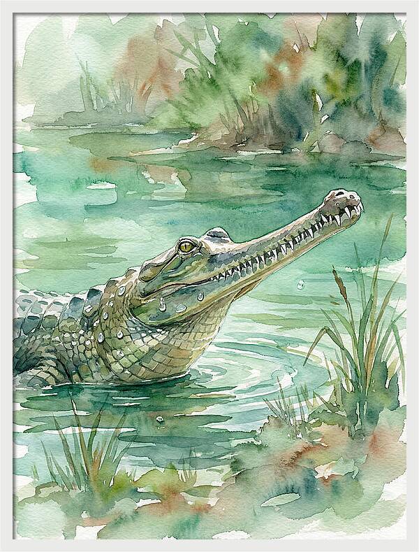 Gharial In Tranquil Waters