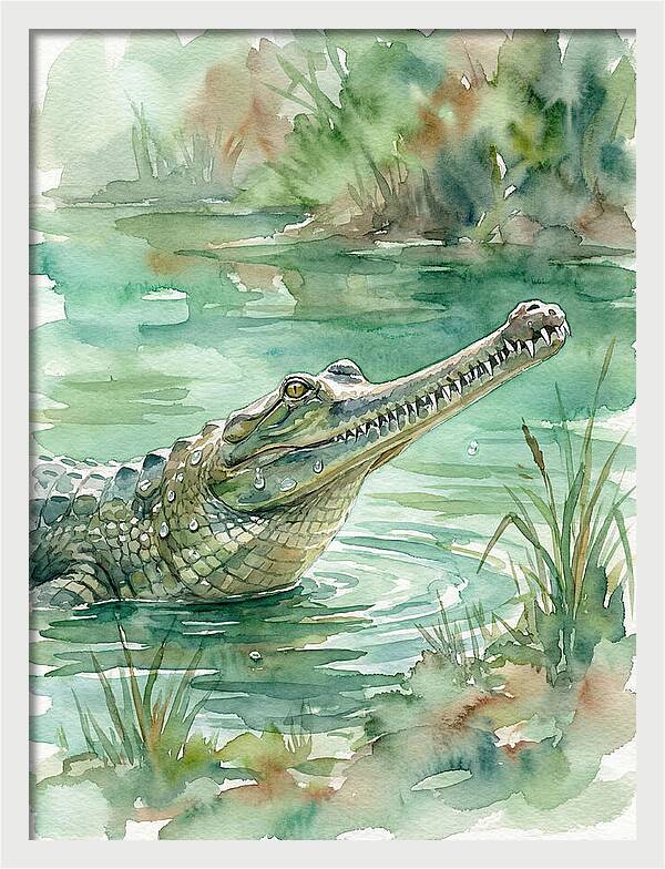 Gharial In Tranquil Waters