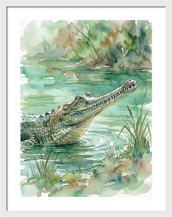 Gharial In Tranquil Waters