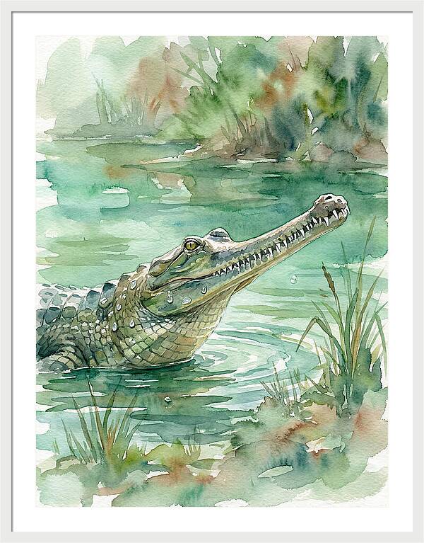 Gharial In Tranquil Waters